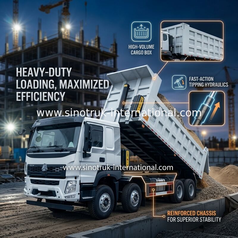 سينوتروك هوو 380HP شاحنة تيمبر 12 عجلات LHD 31 طن 20-30CBM V7-X كابينة
