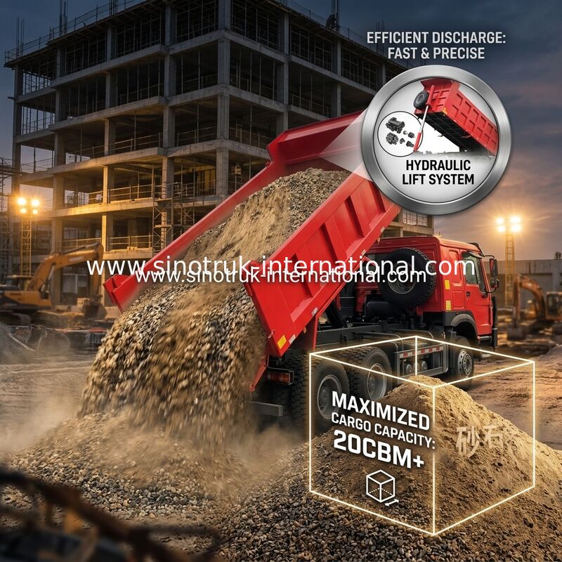شاحنة سينوتروك هوو 6 × 4 Lhd 10 عجلات وجه شبح مضارب إطارات التعدين