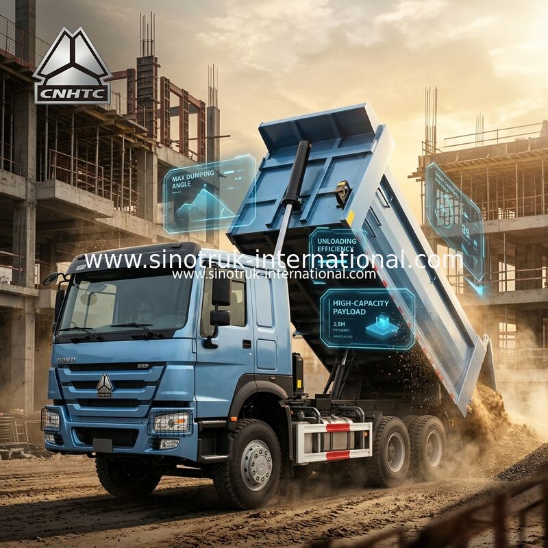 الدرامبر الأزرق (20CBM ، 6 × 4 ، 380HP): مزايا بارزة لتفريغ المواد السريع