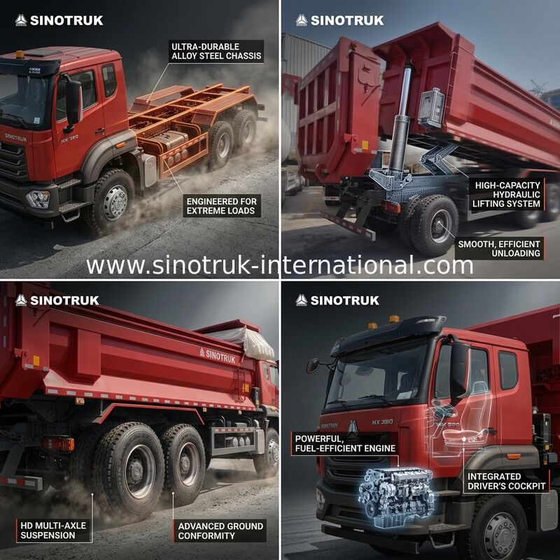 شاحنة سينوتروك هوهان الجديدة N7 8 × 4 12 عجلات 380Hp Lhd أو Rhd مع حاوية نوع U