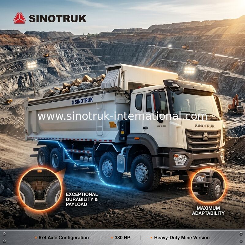 سينوتروك هوهان شاحنة النفايات الجديدة HOWO 6 × 4 10 عجلات 380Hp RHD U نوع القماش الآلي