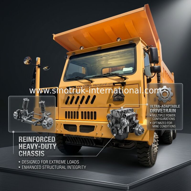 شاحنة نقالة الصناعة الصينية (Sinotruk Howo Mining Tipper Dump Truck) 90 طن 6 × 4 جسم شحن فولاذ عالي القوة