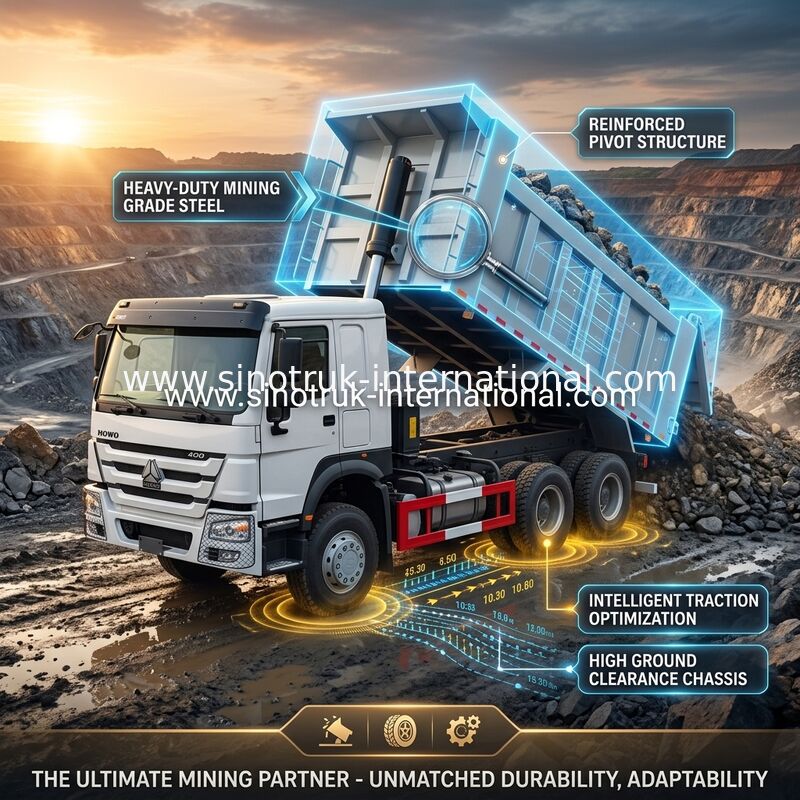 ZZ3257V3847B1 قوة حصان عالية شاحنة HOWO Tipper 6 × 4 10 عجلات 400HP استهلاك الوقود المنخفض