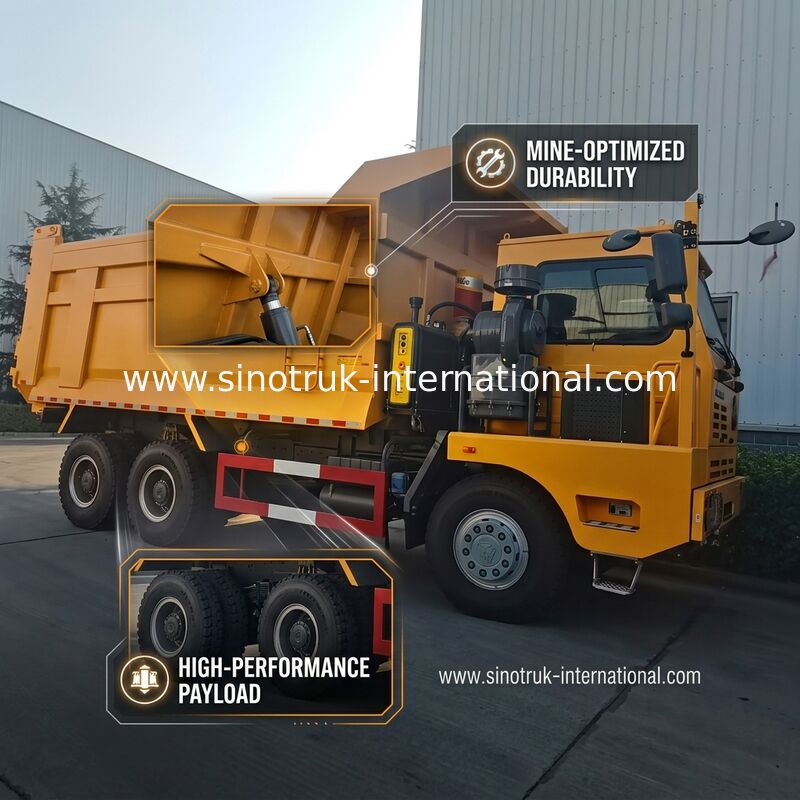 شاحنة قلابة قلابة ثقيلة SINOTRUK LHD مع كابينة هيكل عظمي عالية القوة من جانب واحد باللون الأصفر