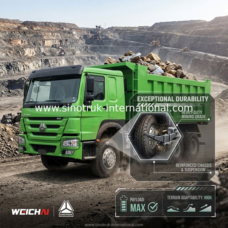 شاحنة سينوتروك هوو للتفريغ ويتشاي 400 حصان 6 × 4 ليهد خضراء الرفع الأوسط
