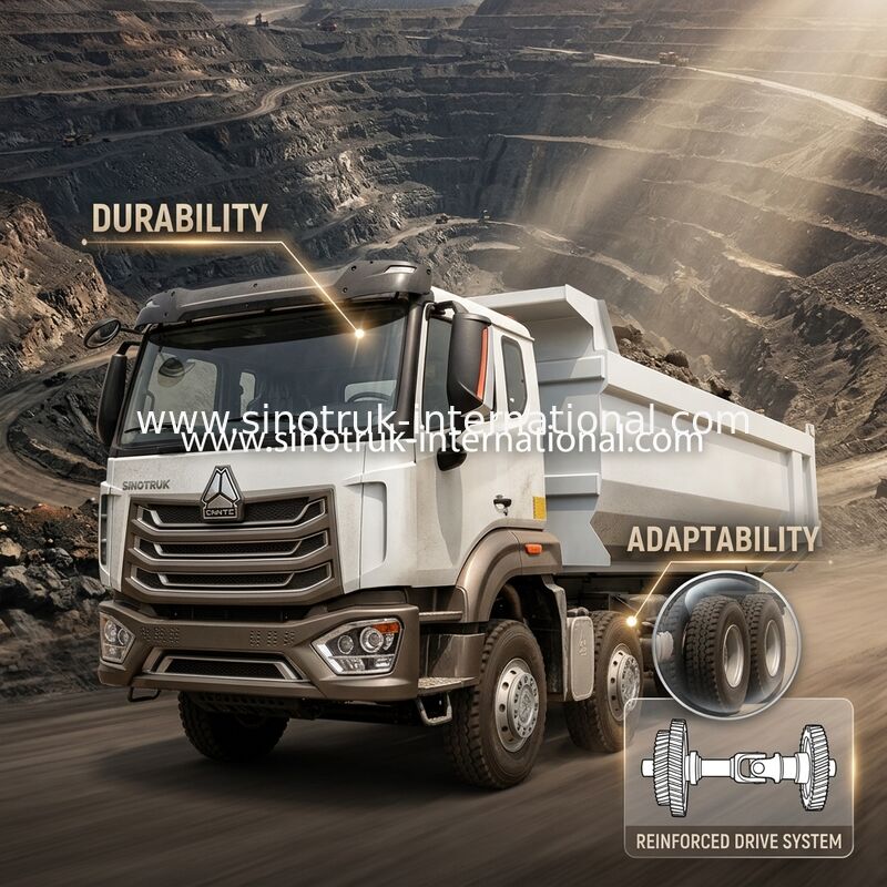 HOWO N7 LHD 12wheels 8X4 400HP شاحنة قلابة للتعدين