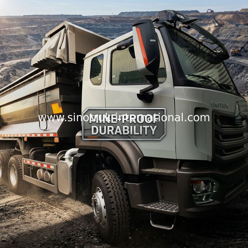 سينوتروك هوفو LHD 6 × 4 10 عجلات شاحنة طرد نوع U ل 40 طن التعدين