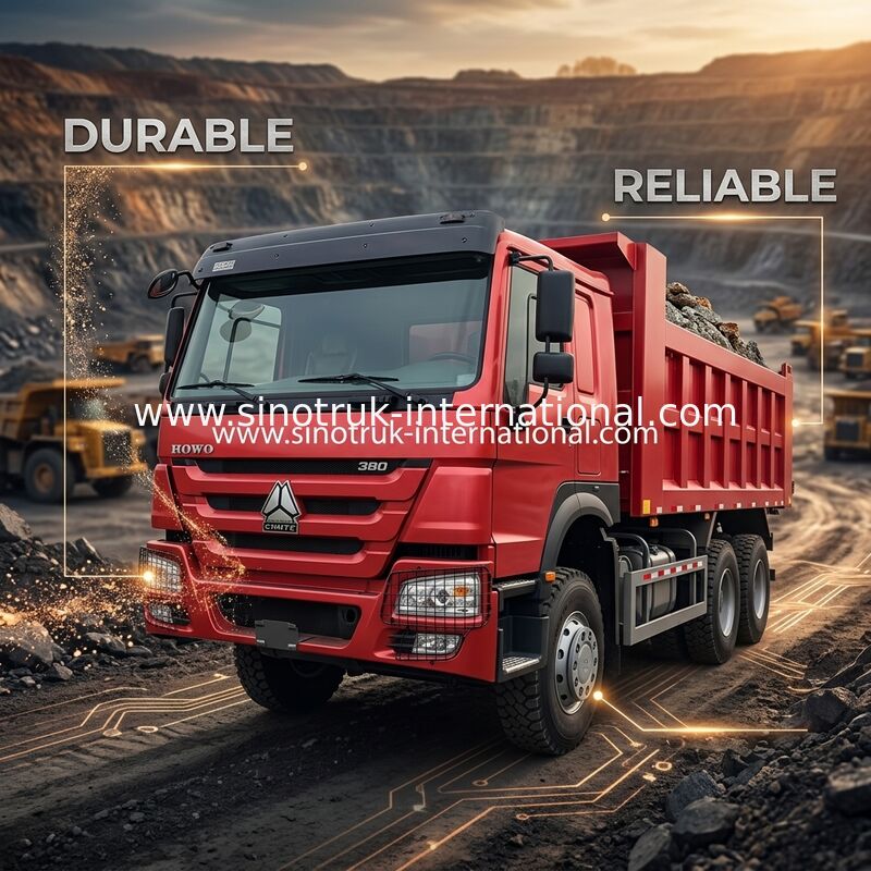 شاحنة سينيتروك هوو تيبر 380 حصان 6 × 4 20CBM مربع 10 عجلات حديد الزاوية