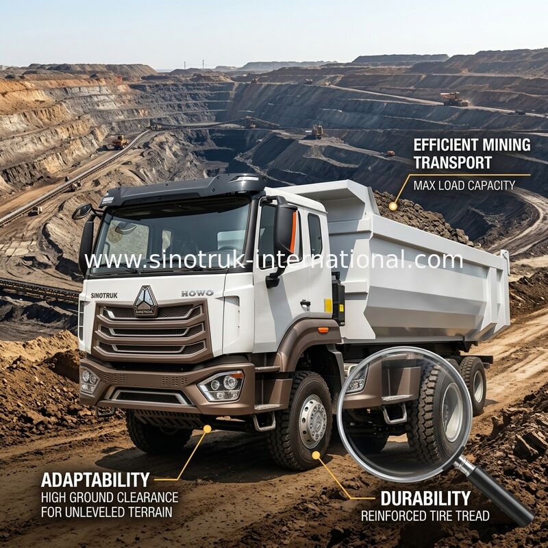 HOWO N7 Cab LHD 12wheels 8X4 400HP شاحنة قلابة للتعدين نوع U.