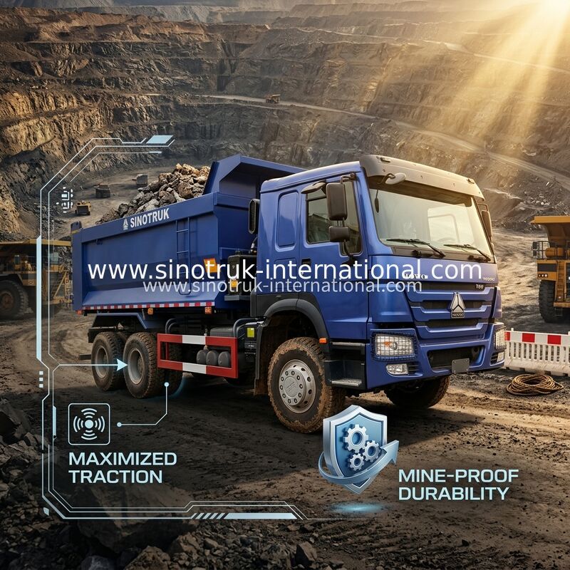 القيادة الكاملة انخفاض استهلاك الوقود 380 حصان زرقاء HOWO شاحنة تيبر RHD 6 × 6 10 عجلات