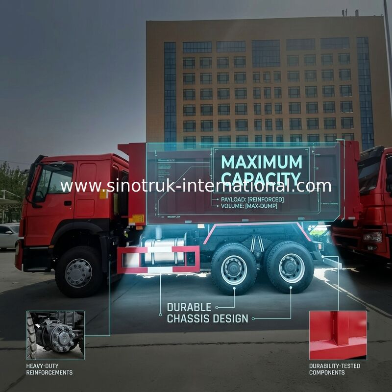 SINOTRUK HOWO قلابة شاحنة RHD 6 × 4 336HP باللون الأحمر