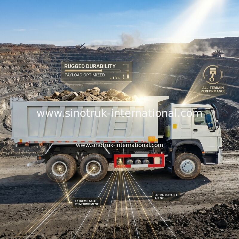 RHD 6 × 6 10 عجلات بيضاء HOWO شاحنة تيبر كاملة القيادة قوة حصانية عالية 380 حصان