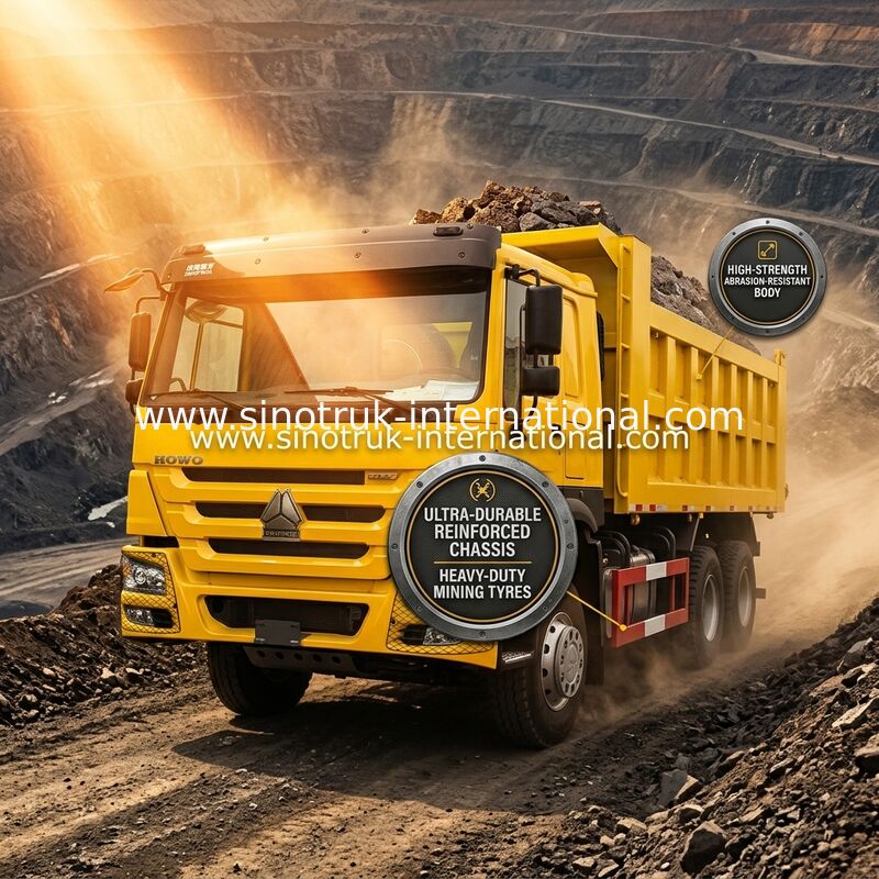 Sinotruk Howo قلابة شاحنة قلابة 10Wheels 400Hp 6 × 4 Middle Lifting Yellow