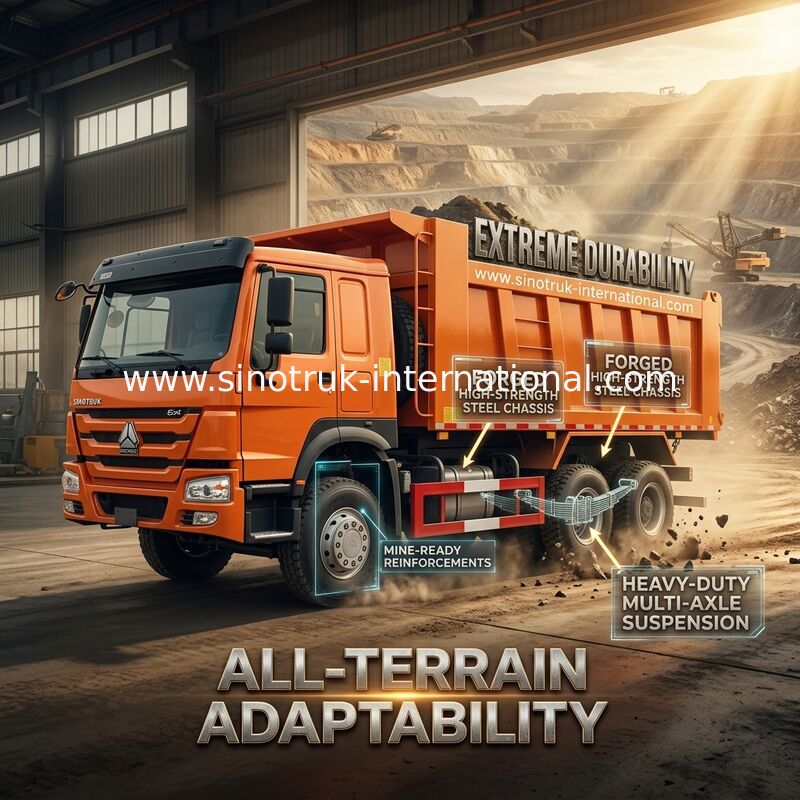 شاحنة سينوتروك هوو للتفريغ ويتشاي 380 حصان 6 × 4 5200 - 5800 ملم للتصدير