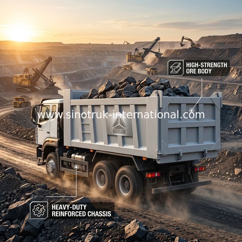 قوة حصان عالية 400HP HOWO White قلابة شاحنة قلابة LHD 6 × 4 10 عجلات