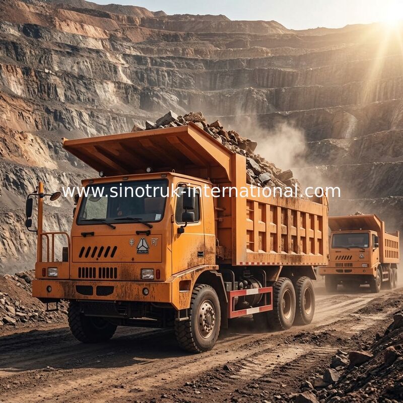 6X4 LHD التعدين قلابة شاحنة 371HP 70 طن SINOTRUK HOWO لصناعة التعدين