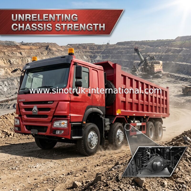 ساينو تراك RED HOWO 400HP 8 × 4 قلابة شاحنة LHD