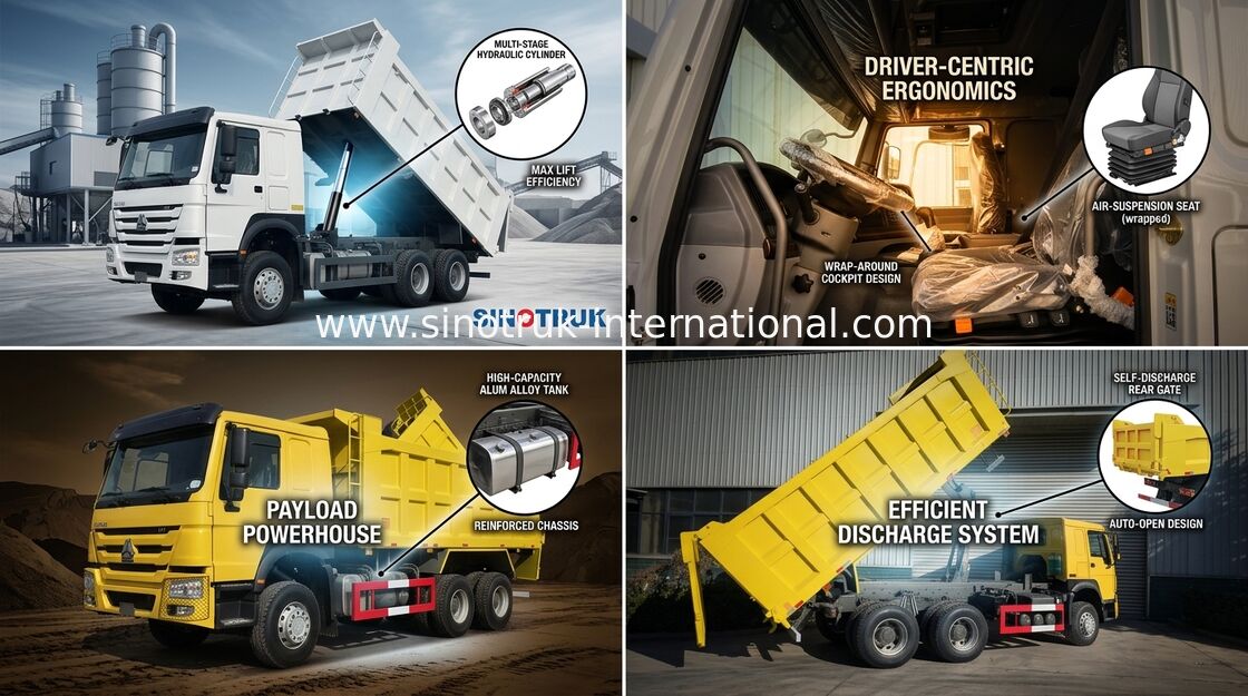 Sinotruk Howo 6 X 4 10 Wheels Tipper Tipper Truck 400hp الأوسط الرفع