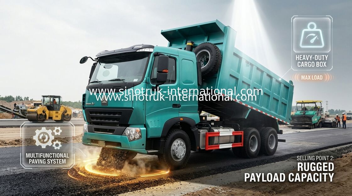 ساينو تراك HOWO A7 البناء قلابة شاحنة قلابة 6 × 4 290HP في اللون الأزرق