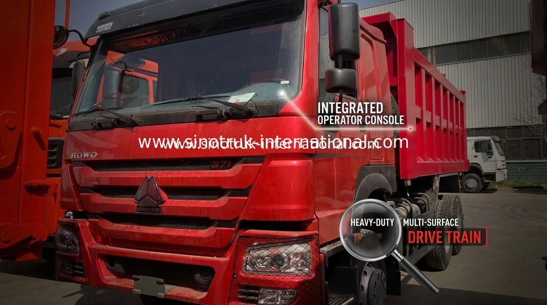 اللون الأحمر SINOTRUK HOWO 6x4 شاحنة قلابة 266HP نوع LHD