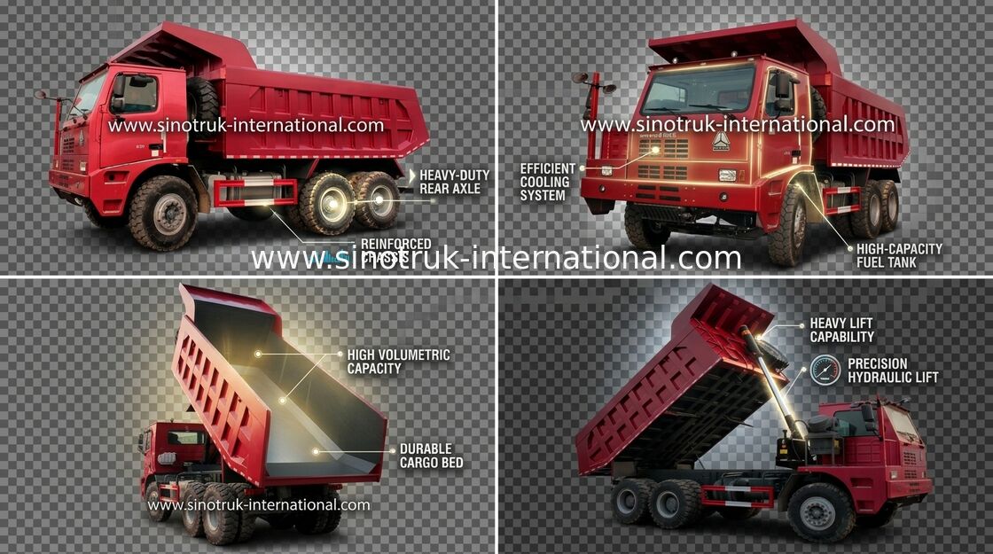 شاحنة قلابة قلابة SINOTRUK HOWO 70 Mining LHD 6X4 371HP 70tons ZZ5707S3840AJ