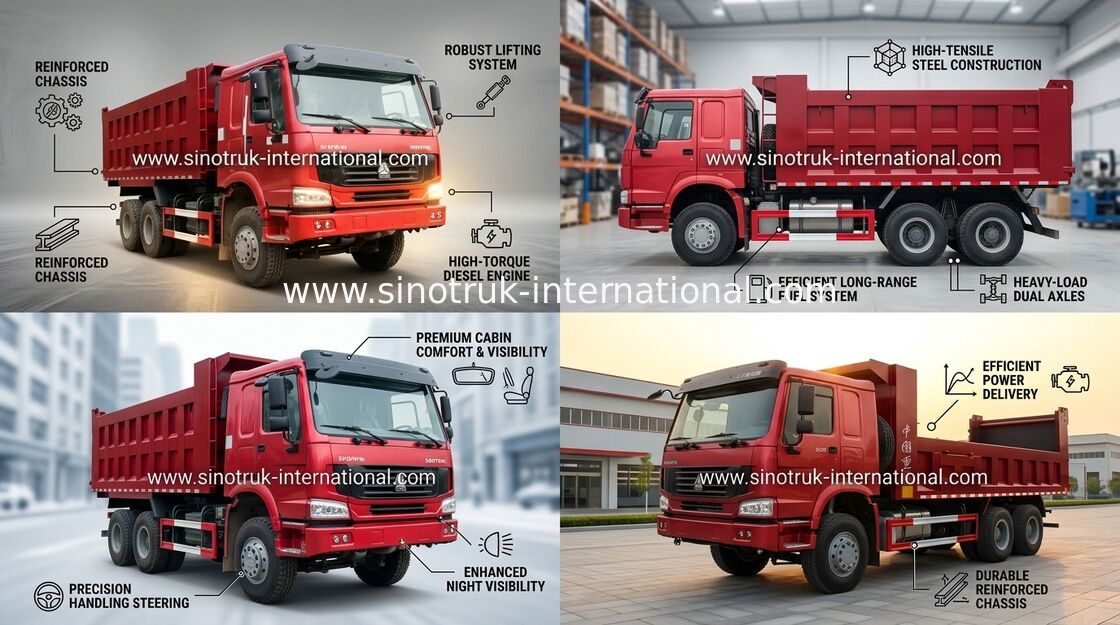 SINOTRUK HOWO قلابة شاحنة قلابة 6X4 10-25cbm تحميل البضائع 30tons ZZ3257N3647A