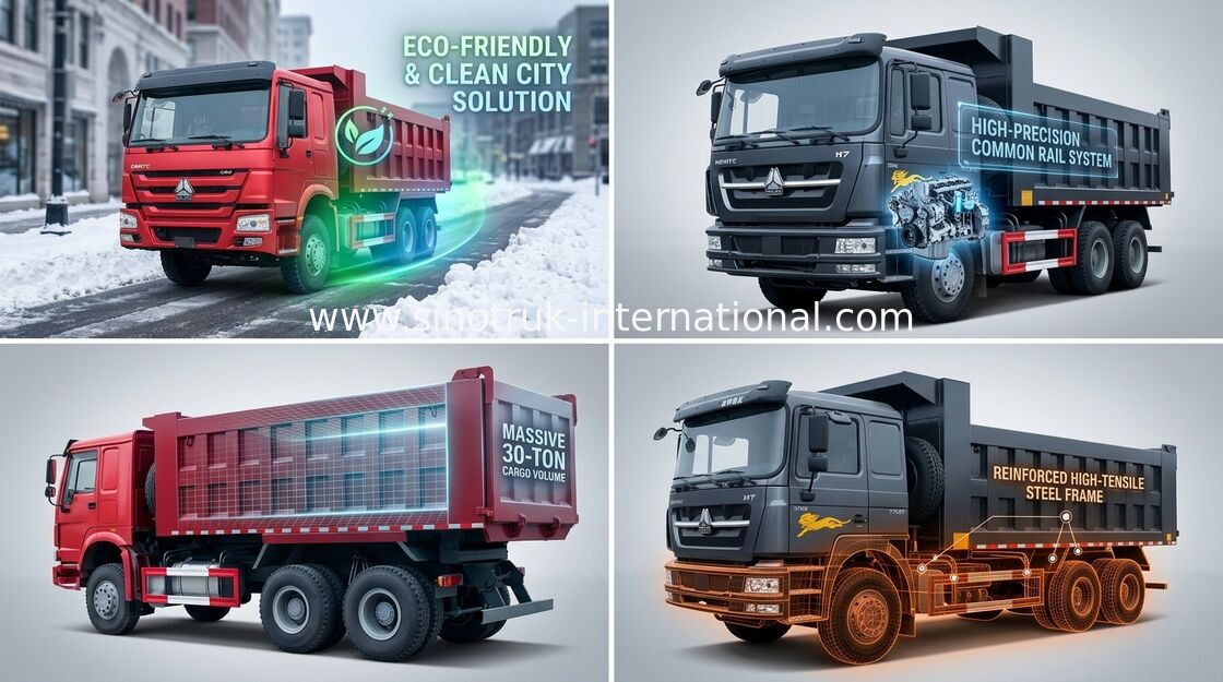 شاحنة قلابة قلابة SINOTRUK HOWO 10 عجلات تحميل 371HP 25-40 طن 10-25CBM البضائع
