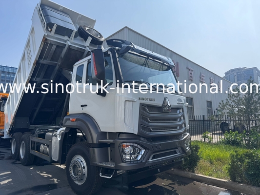 شاحنة قلابة SINOTRUK HOHAN Howo، محرك Weichai، رفع متوسط، 6 × 4، قيادة يسرى، صندوق شحن مستطيل، أبيض، 19-20 متر مكعب