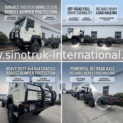 هيكل شاحنة SINOTRUK HOWO 6X6 بالدفع الكامل مع مصد