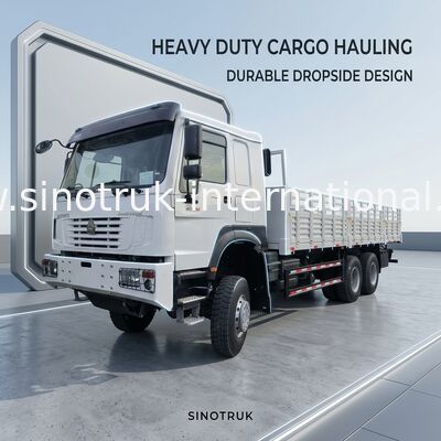 شاحنة شحن جديدة من نوع سينوتروك هو 6 × 6 All Wheel Drive Lhd 10 Wheels Long Cargo Box