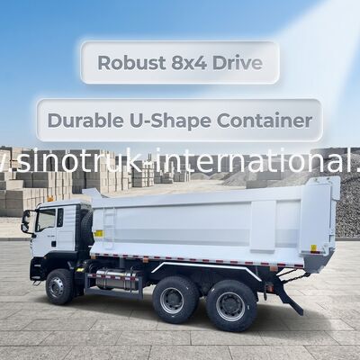 شاحنة قلابة SINOTRUK HOWO TX موديل 380HP LHD 6X4 حاوية على شكل حرف U بيضاء