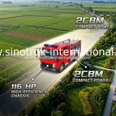 2CBM 4X2 116HP شاحنة مكافحة الحرائق الزراعية