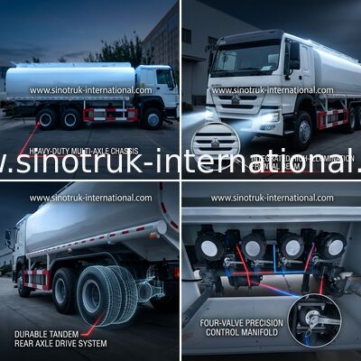 HOWO 6 × 4 10 Wheels Oil Tank Truck 400HP 20CBM للنقل