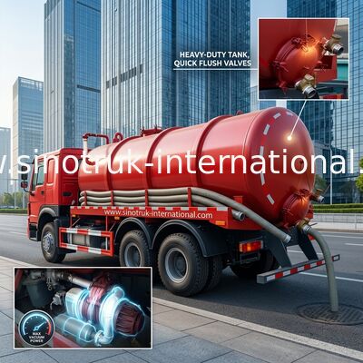 15CBM LHD 336HP Sewage Suction Truck , Septic Tank Pumping Truck
