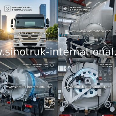 مضخة فراغ شاحنة شفط مياه المجاري تنظيف خزان الصرف الصحي 16CBM LHD 290HP