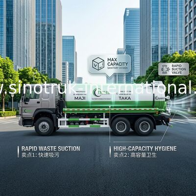 مضخة الفراغ شاحنة شفط مياه الصرف الصحي شاحنة تنظيف خزان السبت 20CBM LHD 380HP