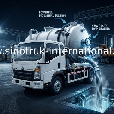 4 * 2 القيادة HOWO شاحنة شفط مياه الصرف الصحي: خزان 6m3 ، 160HP ، 8.00R20 الإطارات ، شاحنة الصرف الصحي الخفيفة ، مركبة الصرف الصحي الفعالة