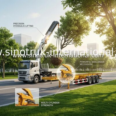 20ft 40ft Truck Mounted Crane Side Loader Sidelifter , Container Self Loading Semi Trailer