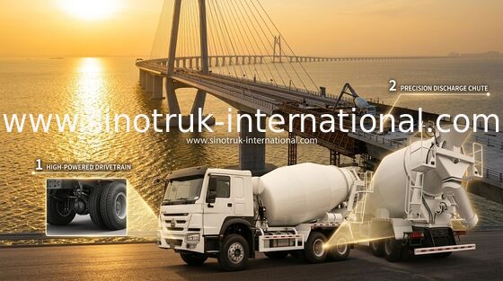 شاحنة مزيج الخرسانة Sinotruk Howo 380HP 6-10CBM 6 X 4 Euro 2 مصنع الخلط RHD