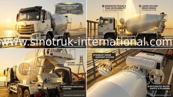 شاحنة مزج الخرسانة Sinotruk Howo N7 6-10CBM 6 X 4 Euro 2 مصنع خلط