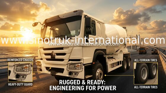 HOWO 371HP 10m3 شاحنة خلاط الخرسانة مع مضخة إيتون ومحرك للبناء الثقيل