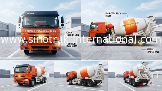3C ساينو تراك Howo Ready Mix Concrete Truck 371hp 10 Wheels Lhd 6x4