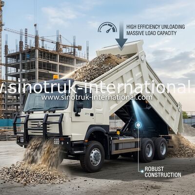 371HP White HOWO 6*6 All-Wheel Drive Dump Truck with Ghost-Face Cab