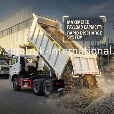 سينوتروك هووو / هوهان 6 × 4 شاحنة تركن 10 عجلات جسم الشحن المستطيل 20CBM اللون الأبيض