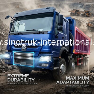 ساينو تراك بلو HOWO 400HP 8 × 4 قلابة شاحنة LHD