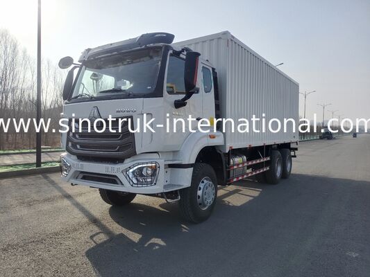 HOWO 6X4 شاحنة مربع، 43CBM، جانب واحد أبواب مزدوجة خلفية أبواب مزدوجة، 371HP، 10-سرعة ناقل